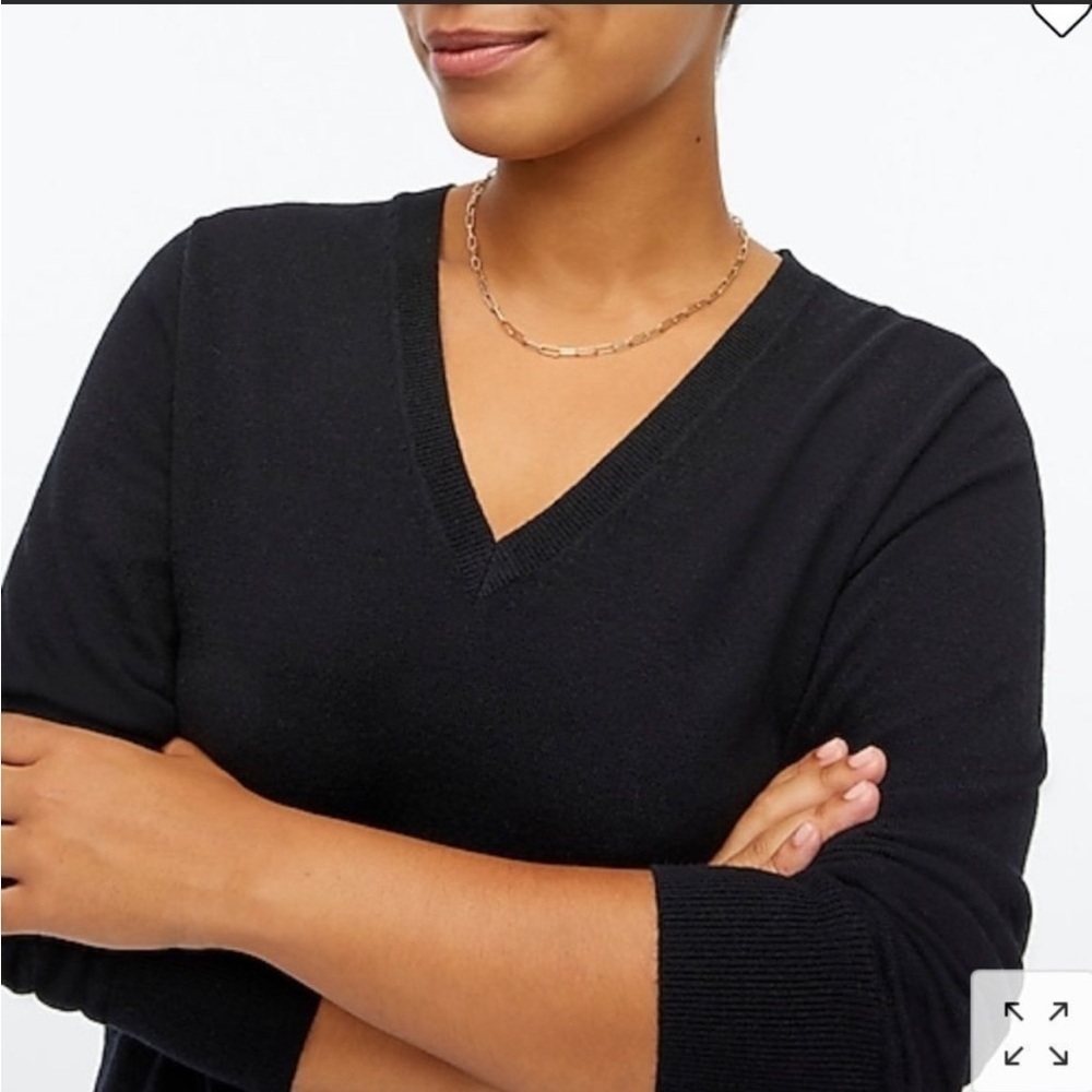 J. Crew Factory Wool blend V-neck tunic sweater BB086 Black XL - Picture 3 of 5